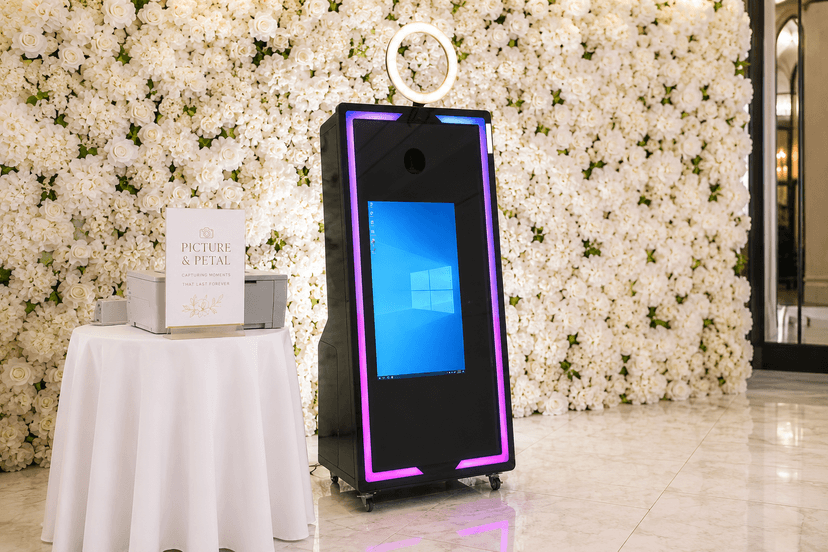 Mirror photo booth at wedding